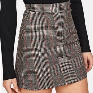 Plaid Zip Back Bodycon Skirt